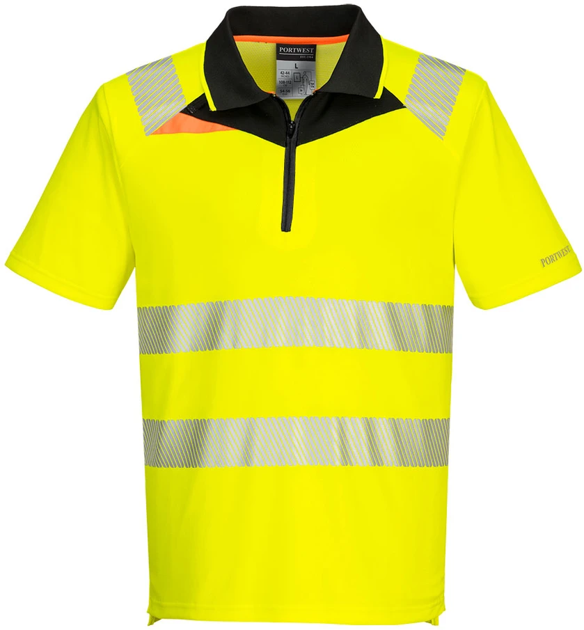 Gero matomumo PORTWEST DX412 polo marškinėliai trumpomis rankovėmis, Dydis: XL, Pw spalvos: Geltona/Juodas