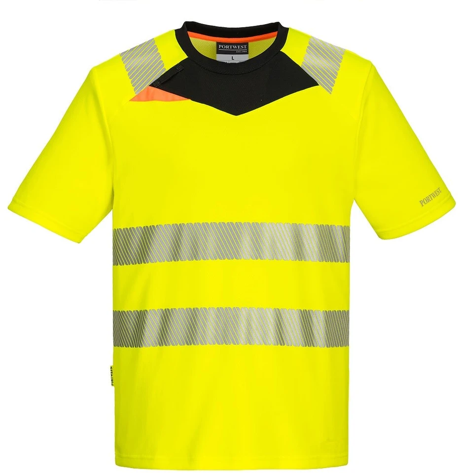 Gero matomumo PORTWEST DX413 sportiniai marškinėliai trumpomis rankovėmis, Dydis: XXL, Pw spalvos: Oranžinis/Juodas