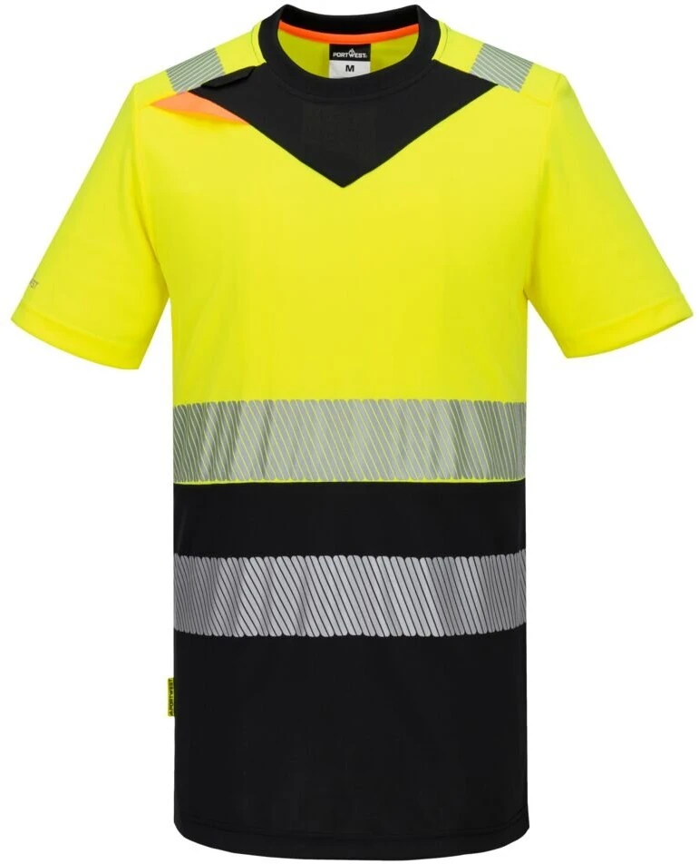 Gero matomumo PORTWEST DX434 sportiniai marškinėliai, Dydis: XL, Pw spalvos: Geltona/Juodas