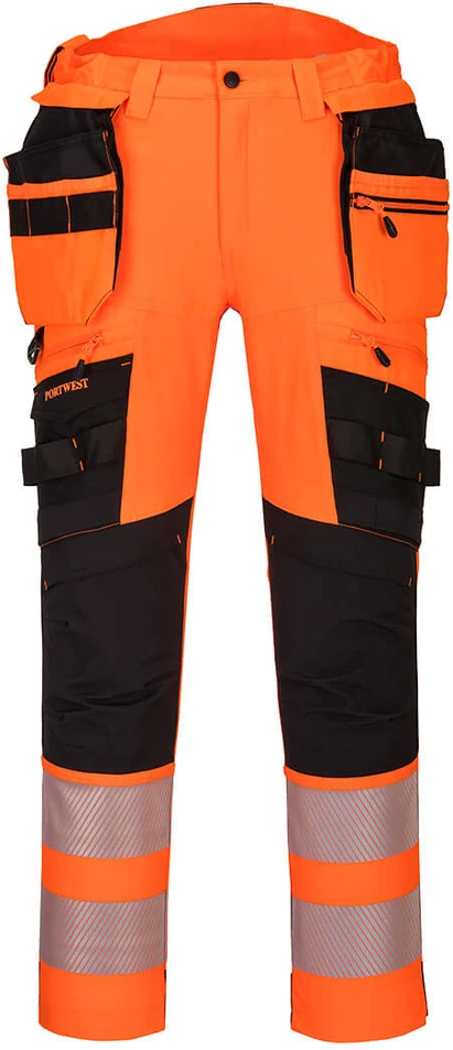 Gero matomumo PORTWEST DX442 kelnes su nuimamomis kišenėmis, Dydis: 46, Pw spalvos: Oranžinis/Juodas