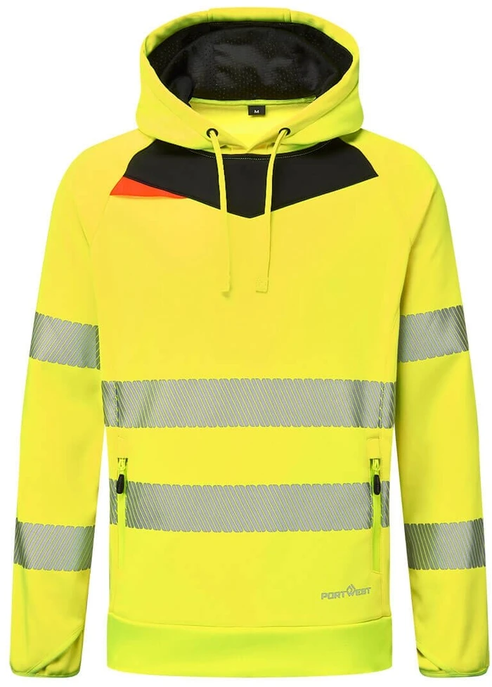 Gero matomumo PORTWEST DX483 darbo džemperis su gobtuvu, Dydis: XXXL, Pw spalvos: Geltona/Juodas