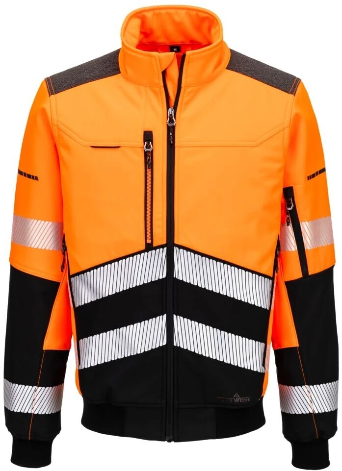 Gero matomumo PORTWEST EV468 Softshell Bomber striukė, Dydis: S, Pw spalvos: Oranžinis/Juodas