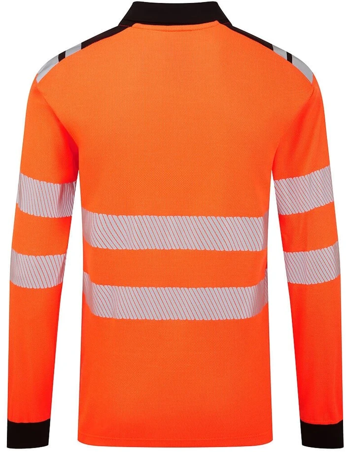 Gero matomumo PORTWEST FR734 polo marškinėliai ilgomis rankovėmis, Dydis: XL, Pw spalvos: Oranžinis/Juodas