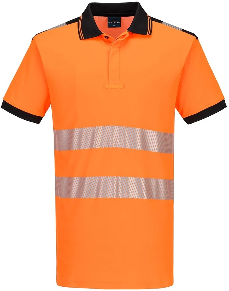 Gero matomumo PORTWEST PW317 polo marškinėliai trumpomis rankovėmis, Dydis: L, Pw spalvos: Oranžinis/Juodas