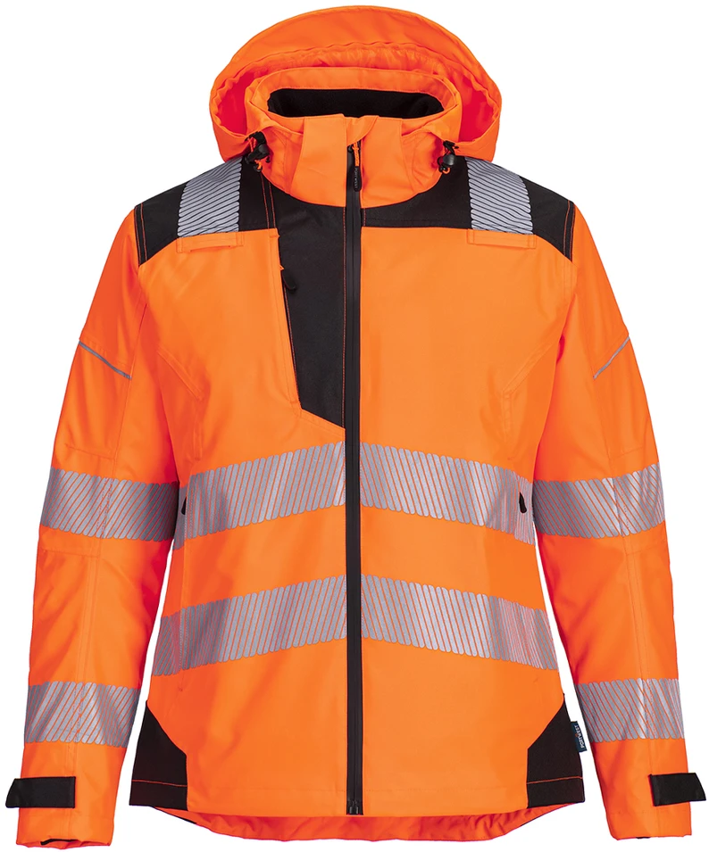 Gero matomumo PORTWEST PW389 moteriška striukė nuo lietaus, Dydis: XXL, Pw spalvos: Oranžinis/Juodas