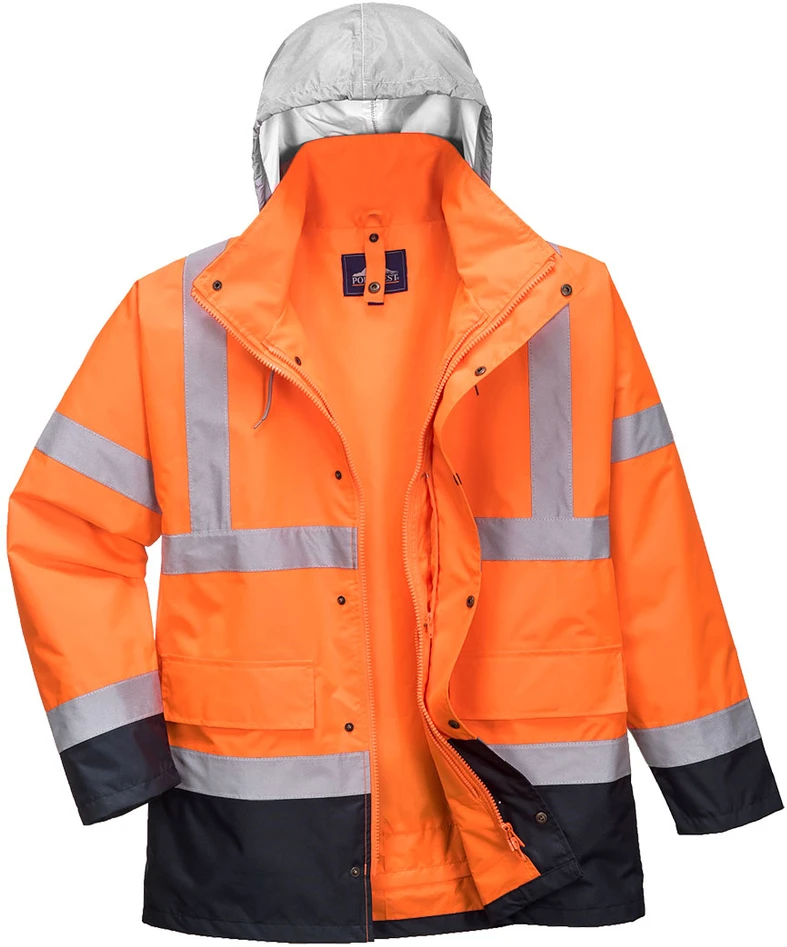 Gero matomumo PORTWEST S471 4 viename kontrastinga kelininko striukė, Dydis: XXL, Pw spalvos: Oranžinis/Navy