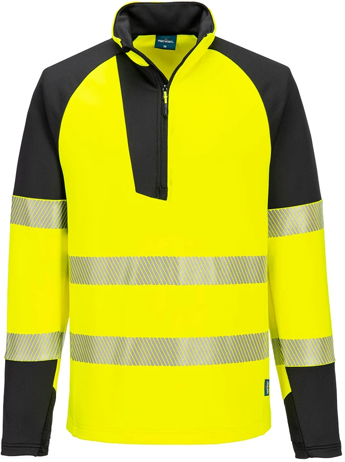 Gero matomumo sportinis PORTWEST T172 džemperis su 1/4 užtrauktuku, Dydis: S, Pw spalvos: Geltona/Juodas