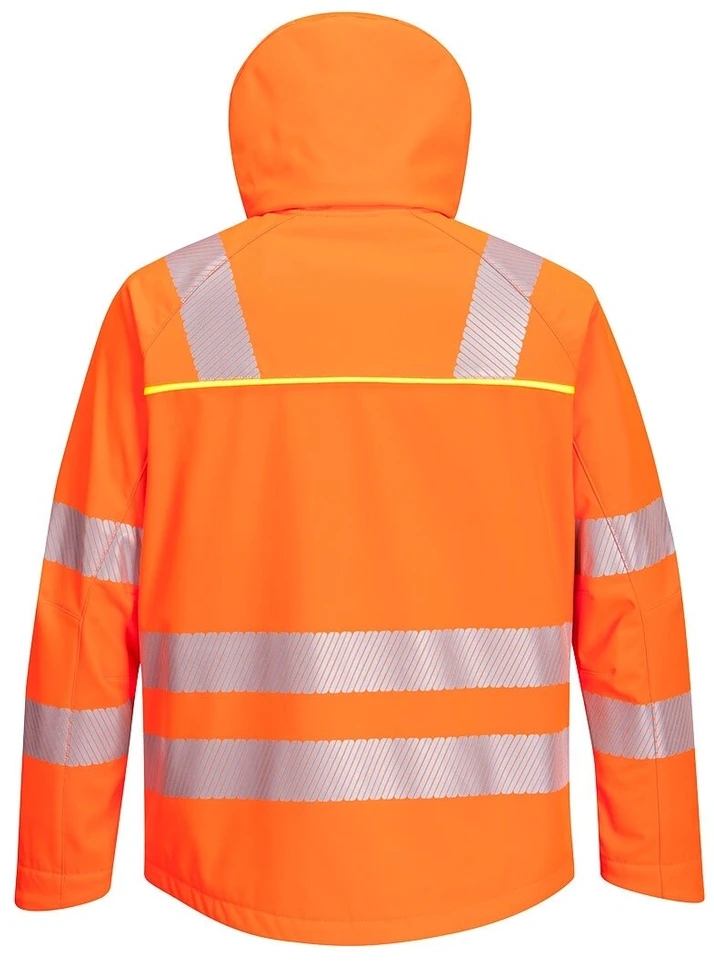 Gero matomumo vėjui ir vandeniui atspari PORTWEST DX475 Softshell striukė, Dydis: 5XL, Pw spalvos: Oranžinis/Juodas