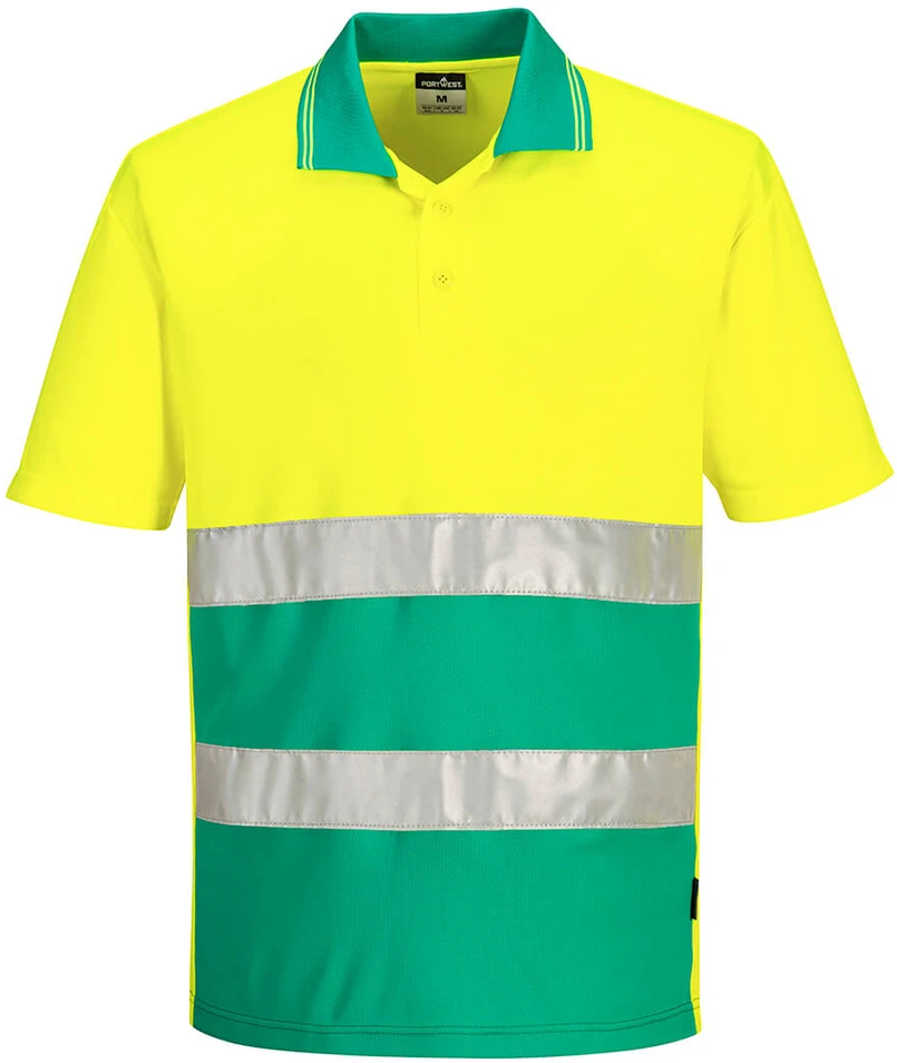 Lengvo svorio kontrastiniai Polo marškinėliai Portwest S175, Dydis: S, Pw spalvos: Geltona/Teal