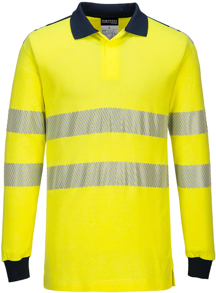 Liepsnoms atsparūs gero matomumo Polo marškinėliai Portwest FR702, Dydis: XL, Pw spalvos: Geltona/Navy