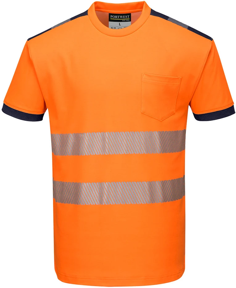 Marškinėliai Portwest T181, Dydis: 4XL, Pw spalvos: Oranžinis/Navy