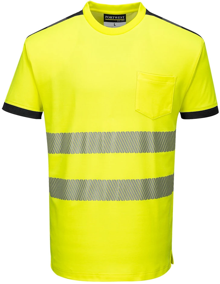 Marškinėliai Portwest T181, Dydis: M, Pw spalvos: Geltona/Juodas