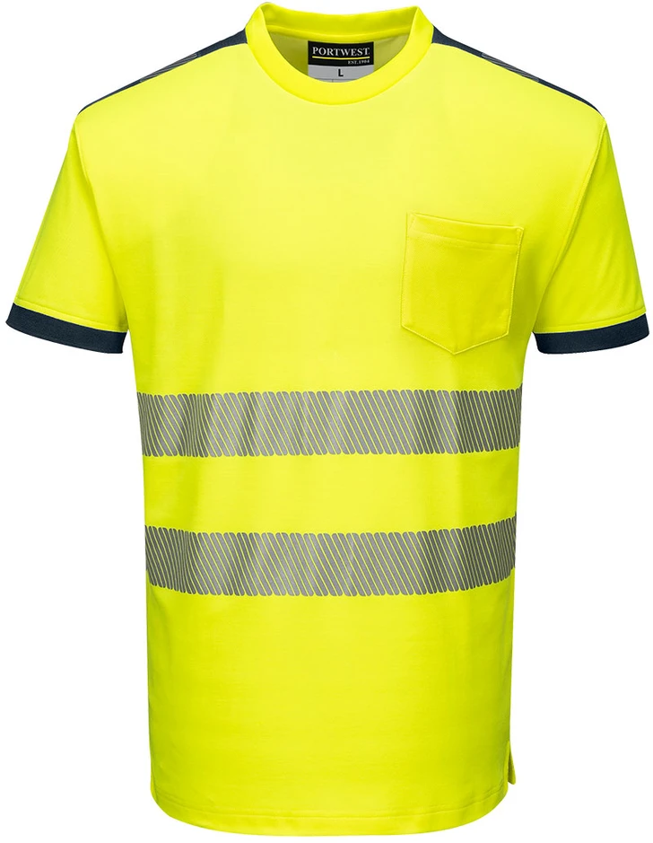 Marškinėliai Portwest T181, Dydis: XXL, Pw spalvos: Geltona/Navy