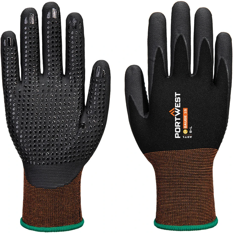 Nitrilo PORTWEST A371 pirštinės, Dydis: XL, Pw spalvos: Juodas