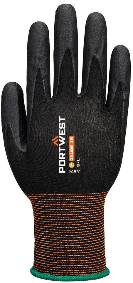 Nitrilo PORTWEST A374 pirštinės, Dydis: M, Pw spalvos: Juodas