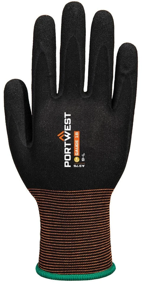 Nitrilo PORTWEST A375 grublėtos pirštinės, Dydis: XL, Pw spalvos: Juodas