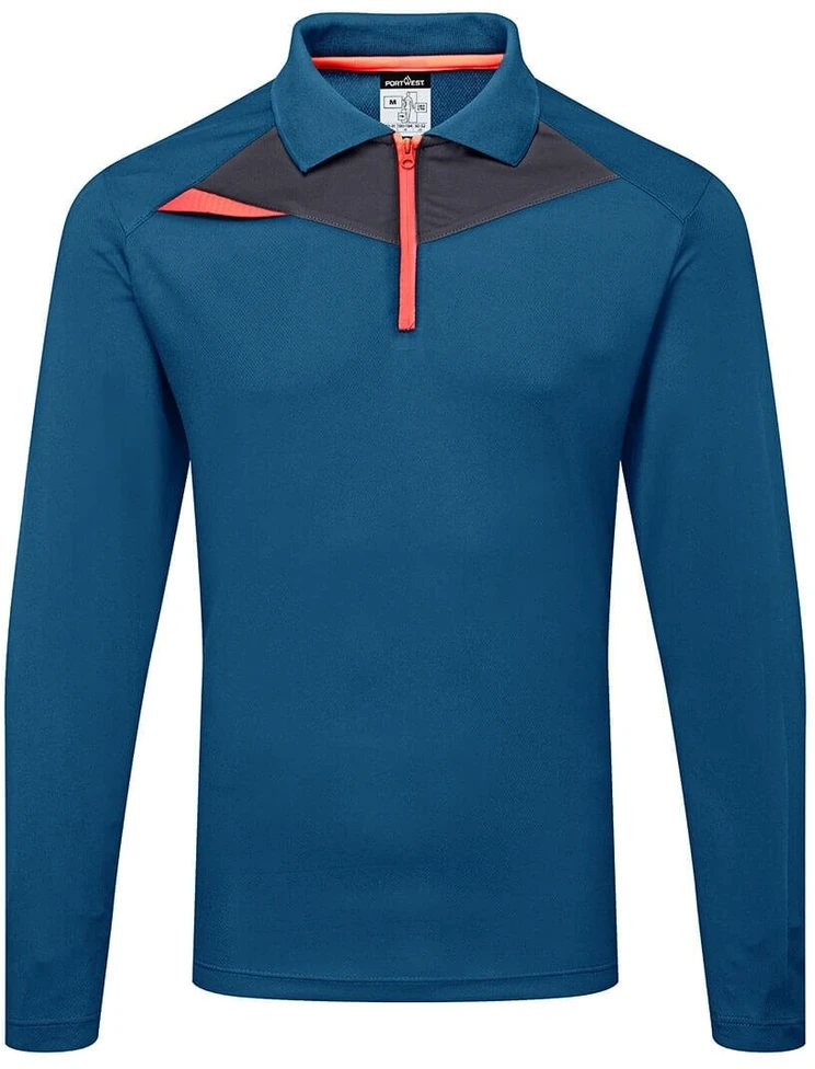 Polo marškinėliai PORTWEST DX414 ilgomis rankovėmis, Dydis: XXXL, Pw spalvos: Juodas