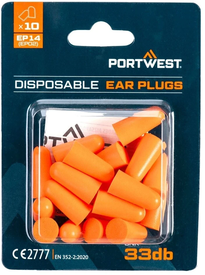 PU putos ausų kaištukai PORTWEST EP14 blisterinėje pakuotėje (10 porų), Pw spalvos: Oranžinis