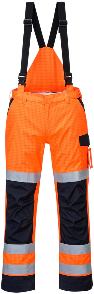 Puskombinezonis apsaugantis nuo lietaus ir elektros iškrovos PORTWEST MV71, Dydis: S, Pw spalvos: Oranžinis/Navy