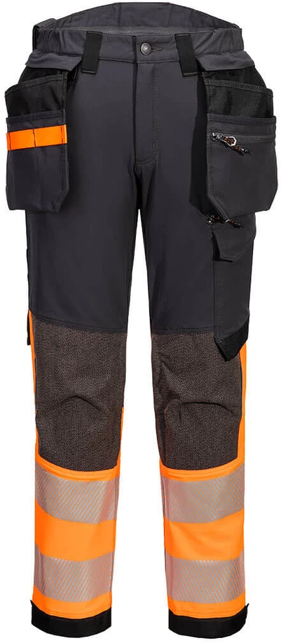 Tamprios kelnės su kišenėmis Portwest EV442, Dydis: 28, Pw spalvos: Oranžinis/Metal Pilkas Tall