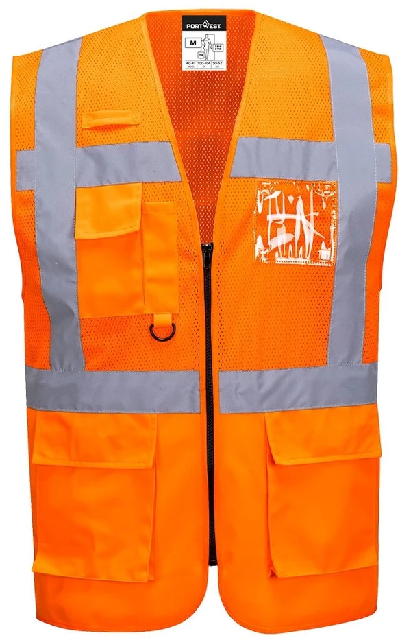 Tinklinė gero matomumo PORTWEST C496 vadovo liemenė, Dydis: 6XL, Pw spalvos: Oranžinis