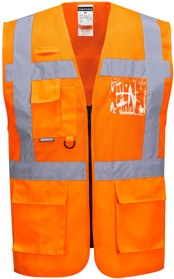 Tinklinė gero matomumo PORTWEST C496 vadovo liemenė, Dydis: L, Pw spalvos: Oranžinis