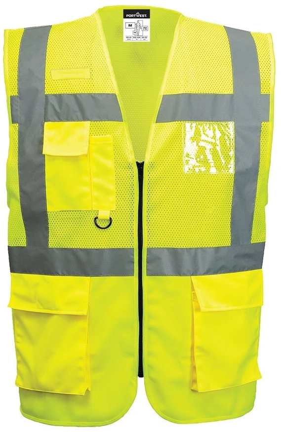 Tinklinė gero matomumo PORTWEST C496 vadovo liemenė, Dydis: XXXL, Pw spalvos: Geltona