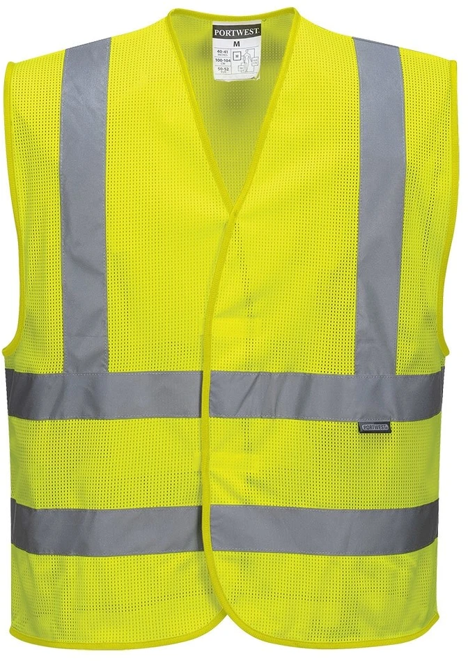 Tinklinės medžiagos PORTWEST C370 orui pralaidi liemenė, Dydis: 4X/5X, Pw spalvos: Geltona