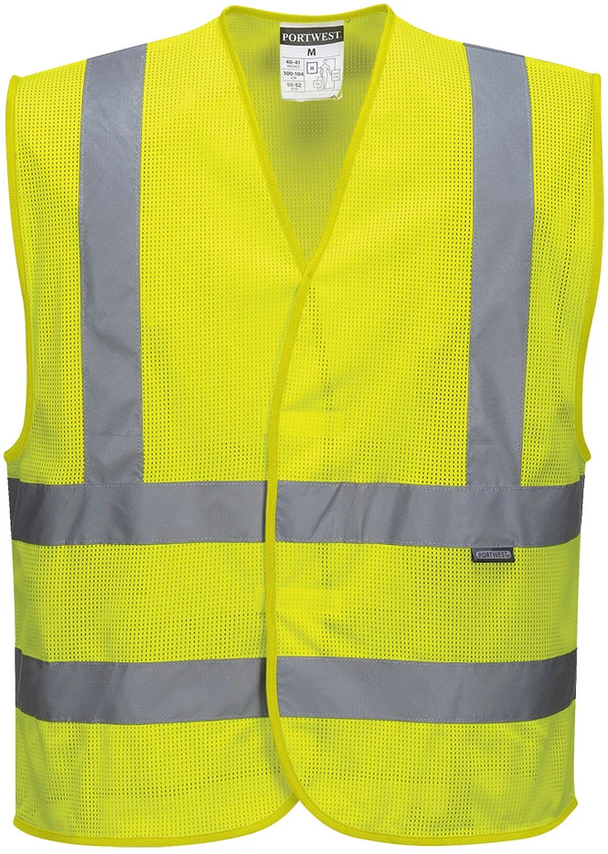 Tinklinės medžiagos PORTWEST C370 orui pralaidi liemenė, Dydis: L/XL, Pw spalvos: Geltona