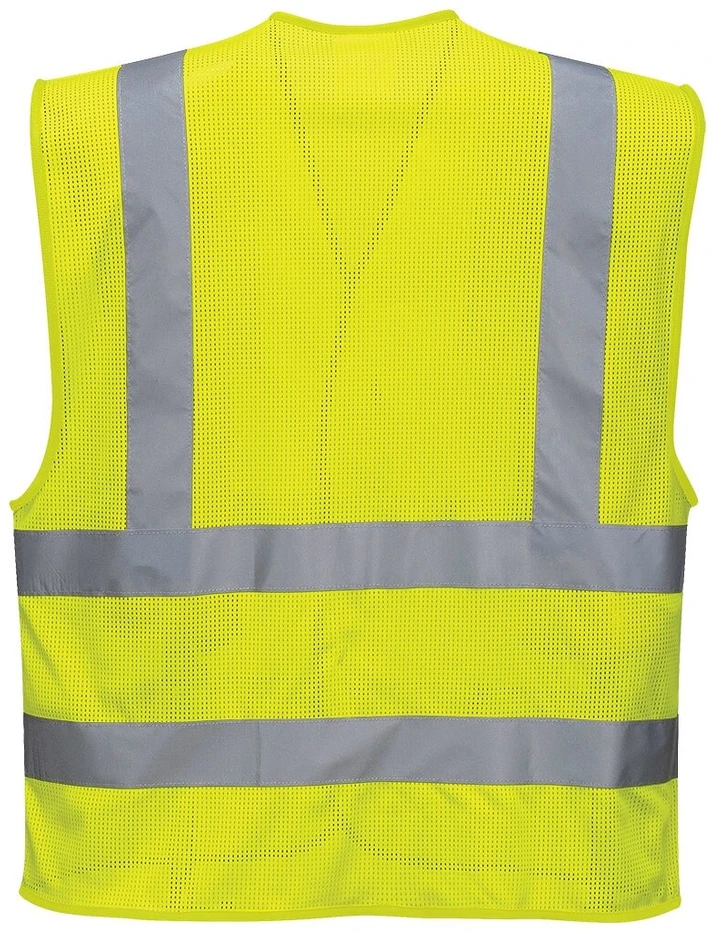 Tinklinės medžiagos PORTWEST C370 orui pralaidi liemenė, Dydis: 4X/5X, Pw spalvos: Geltona
