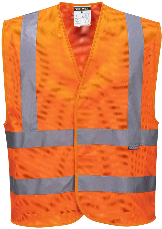 Tinklinės medžiagos PORTWEST C370 orui pralaidi liemenė, Dydis: L/XL, Pw spalvos: Oranžinis