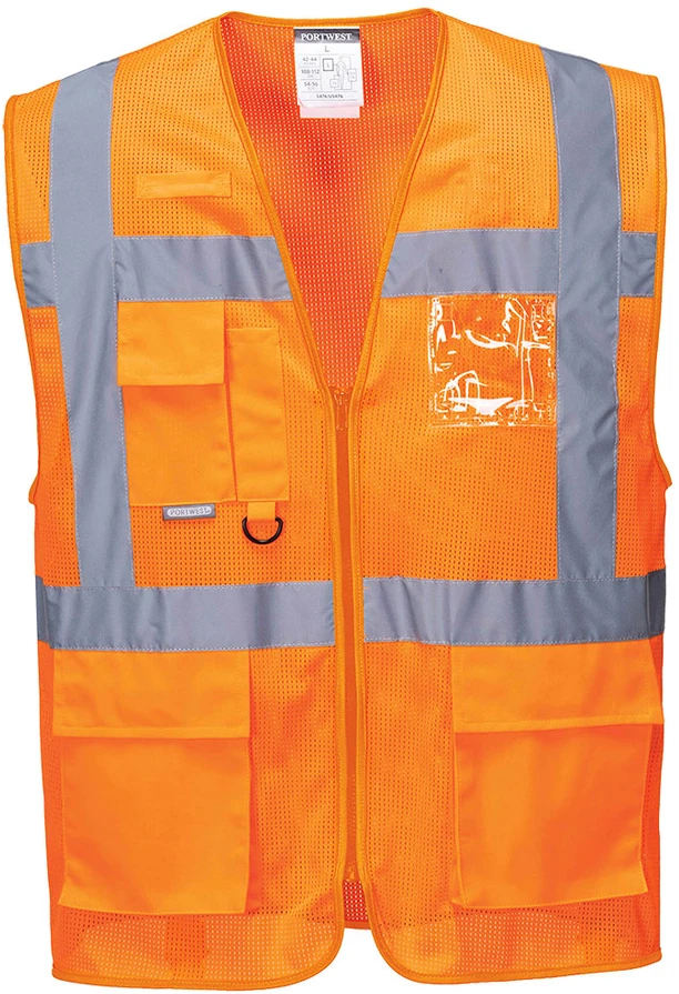 Tinklinės medžiagos PORTWEST C376 vadovo liemenė, Dydis: L, Pw spalvos: Oranžinis