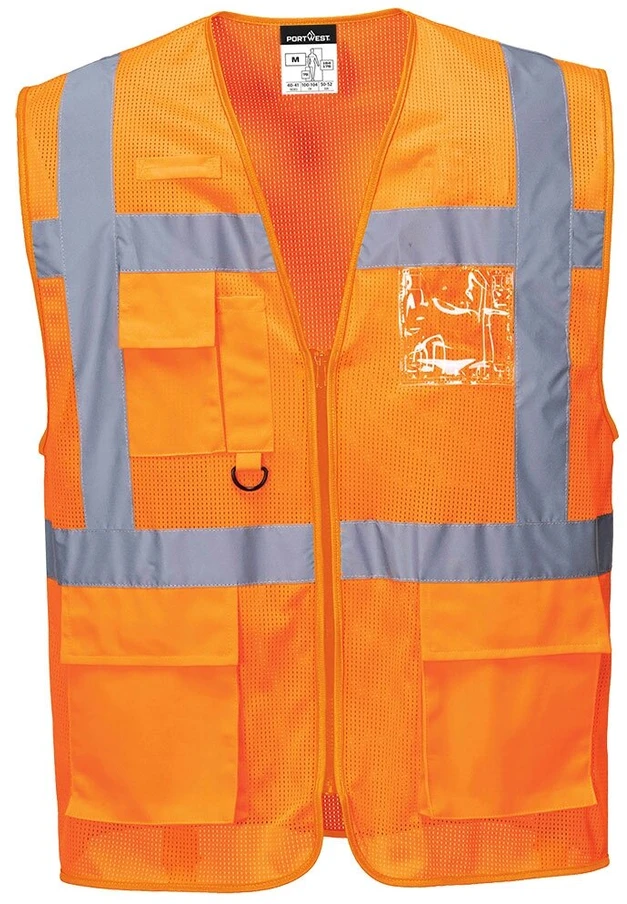 Tinklinės medžiagos PORTWEST C376 vadovo liemenė, Dydis: 4XL, Pw spalvos: Oranžinis