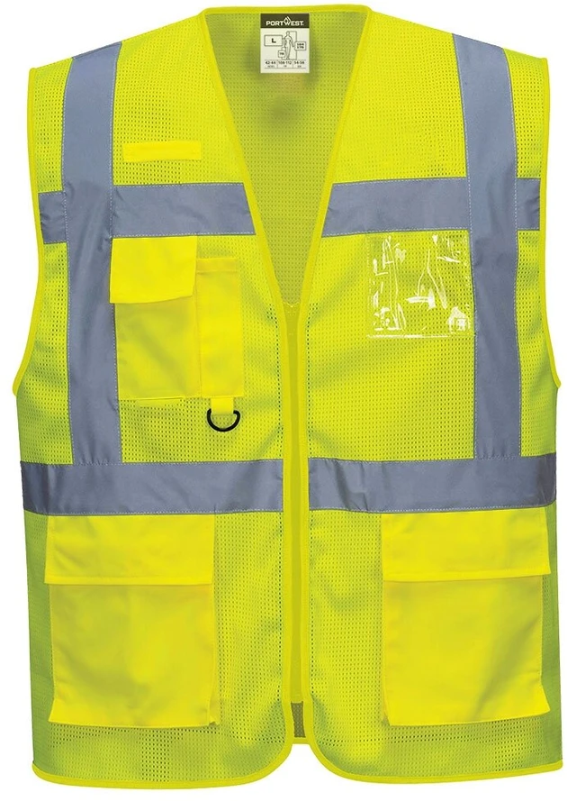 Tinklinės medžiagos PORTWEST C376 vadovo liemenė, Dydis: 4XL, Pw spalvos: Geltona