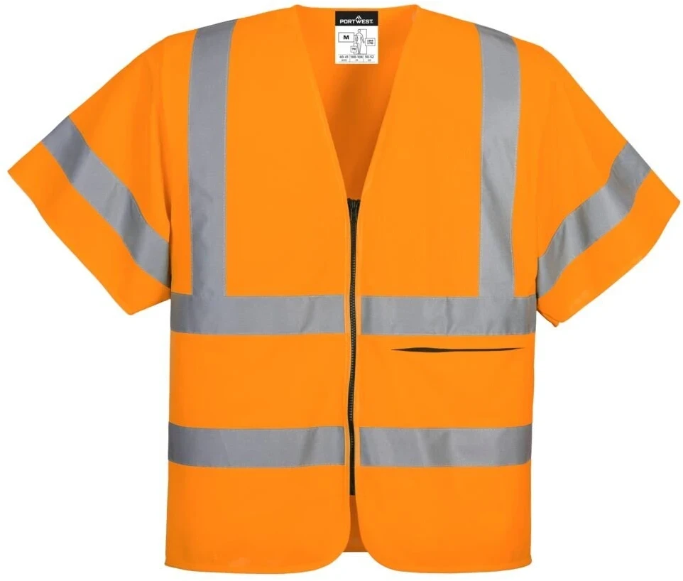 Užtrauktuku užsegama liemenė PORTWEST C372 su pusrankovėmis, Dydis: S, Pw spalvos: Oranžinis