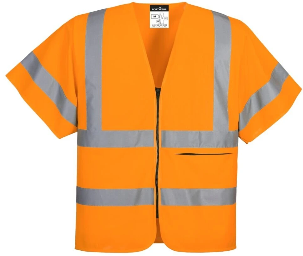 Užtrauktuku užsegama liemenė PORTWEST C372 su pusrankovėmis, Dydis: 5XL, Pw spalvos: Oranžinis