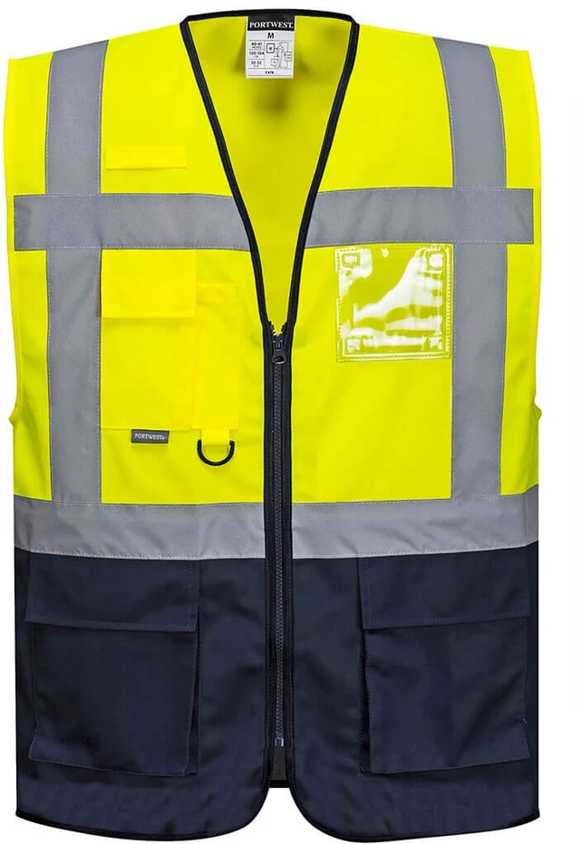 Vadovo liemenė PORTWEST C476, oranžinė, Dydis: 4XL, Pw spalvos: Geltona/Navy