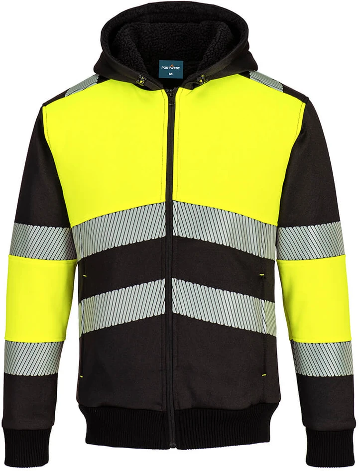 Žieminis Hoodie su užtrauktuku Portwest PW377, Dydis: XL, Pw spalvos: Geltona/Juodas