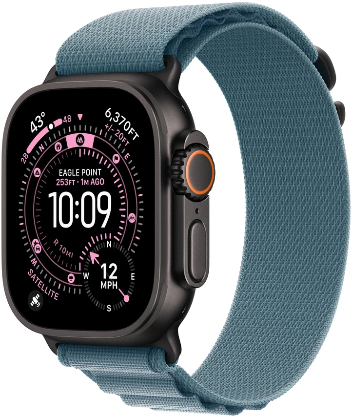 Apple Watch 49mm Light Blue Alpine Loop - Medium - Black Titanium Finish - MG9L4ZM/A