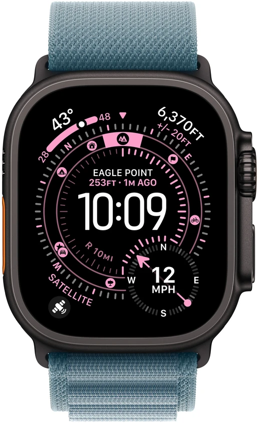 Apple Watch 49mm Light Blue Alpine Loop - Medium - Black Titanium Finish - MG9L4ZM/A