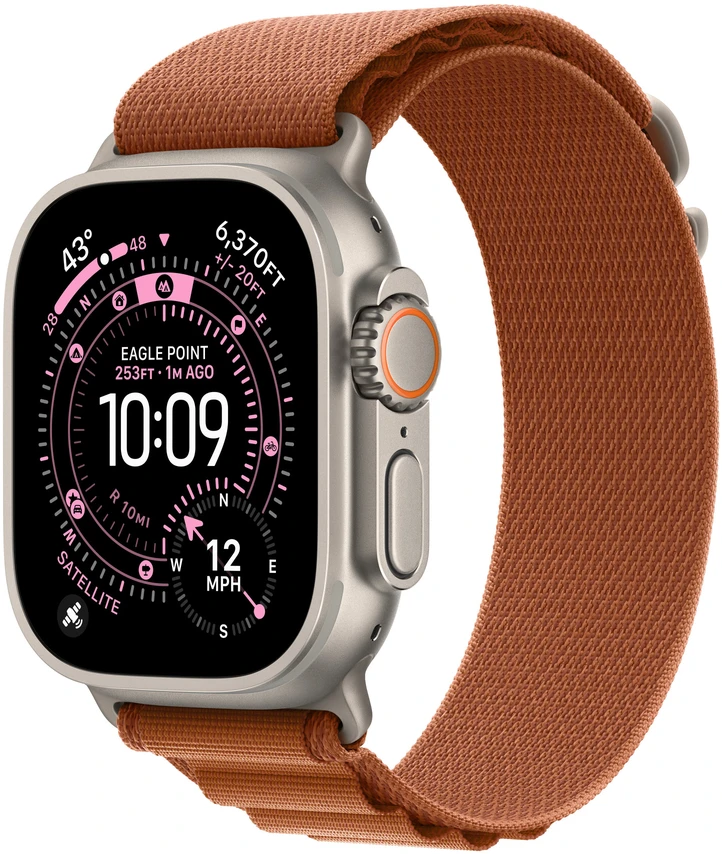Apple Watch 49mm Terra Cotta Alpine Loop - Medium - Natural Titanium Finish - MFTC4ZM/A