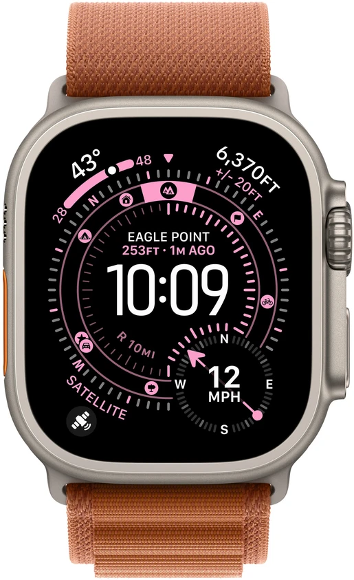 Apple Watch 49mm Terra Cotta Alpine Loop - Medium - Natural Titanium Finish - MFTC4ZM/A
