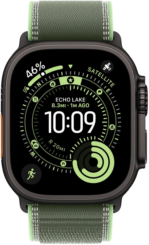 Apple Watch 49mm Green/Neon Trail Loop - S/M - Black Titanium Finish - MG9N4ZM/A