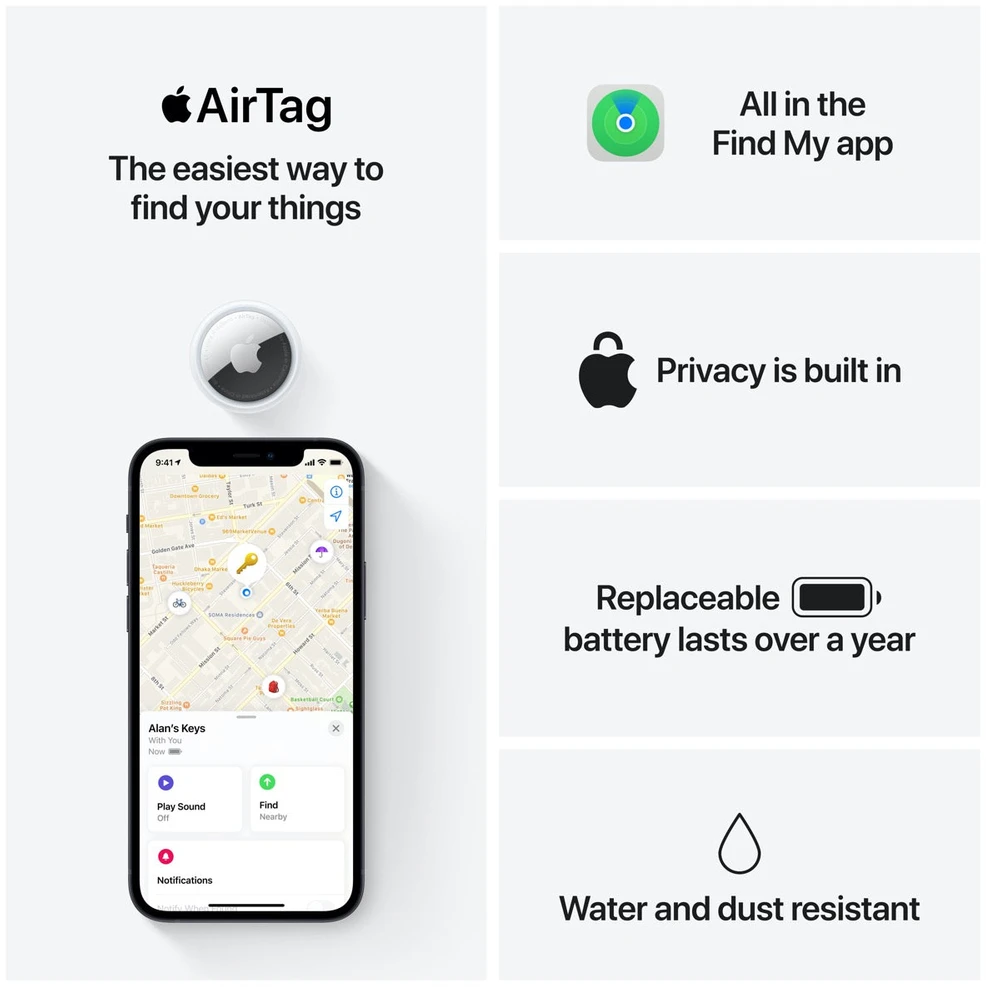 Apple AirTag (4 Pack) (1st gen) - MX542ZM/A