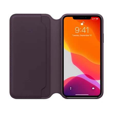 Apple iPhone 11 Pro Max odinis atverčiamas dėklas - Baklažano spalvos