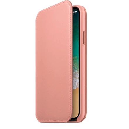 Apple iPhone X odinis atverčiamas dėklas - Rožinis (Soft Pink)