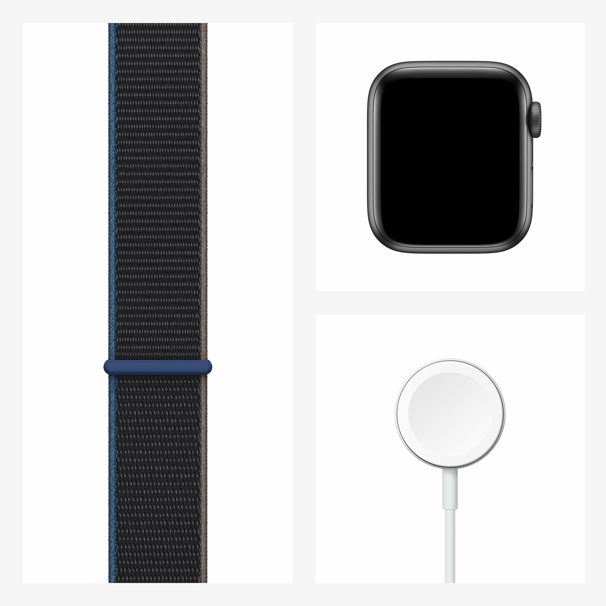 Išmanusis laikrodis Apple Watch SE GPS + Cellular, 40mm, Kosminės pilkos  spalvos aliuminio korpusu su anglies spalvos medžiaginiu dirželiu | Varle.lt
