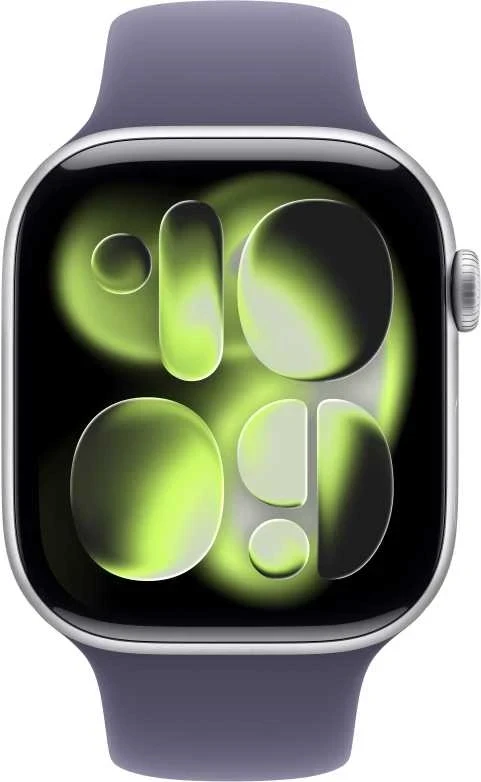 Apple Watch Series 11 GPS + Cellular 42mm Silver Aluminium Case with Purple Fog Sport Band - M/L - MF8J4ET/A