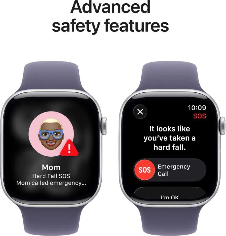 Apple Watch Series 11 GPS + Cellular 42mm Silver Aluminium Case with Purple Fog Sport Band - M/L - MF8J4ET/A