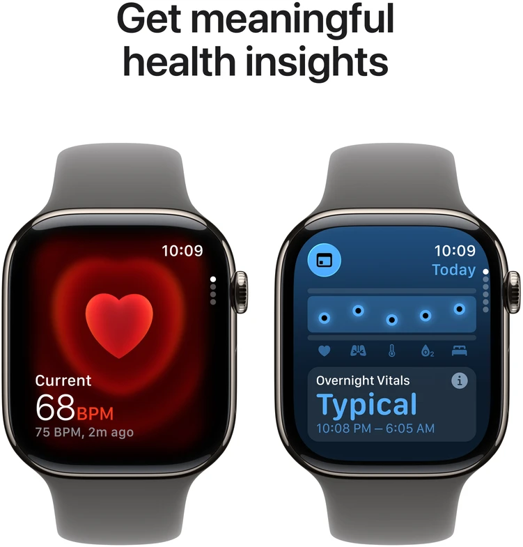 Apple Watch Series 11 GPS + Cellular 42mm Natural Titanium Case with Stone Grey Sport Band - S/M - MF8M4ET/A